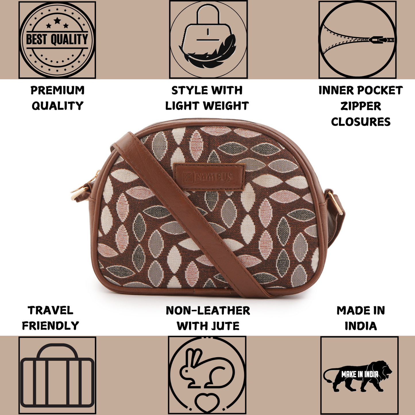 LEAF PRINT- JUTE SIDE SLING